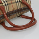 Burberrys Nova Check Hand Bag PVC Beige Gold Auth 127046-7