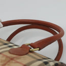 Burberrys Nova Check Hand Bag PVC Beige Gold Auth 127046-8