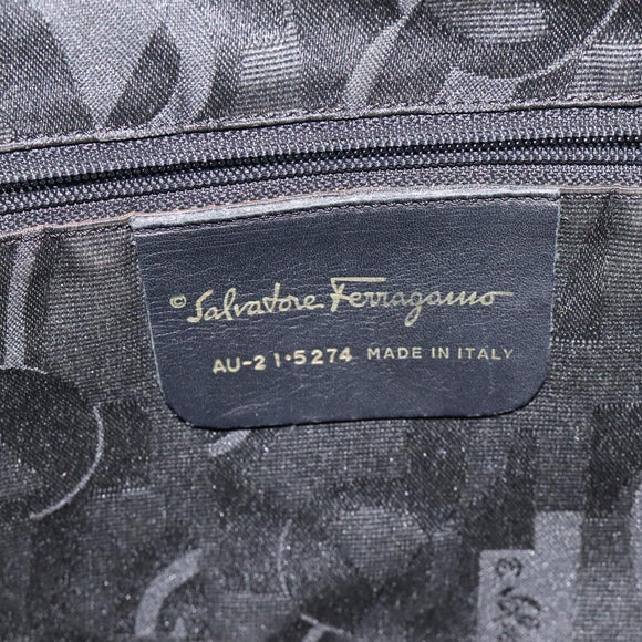 Salvatore Ferragamo Animal Shoulder Bag Canvas Brown Gold Auth 127061