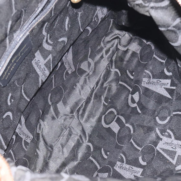 Salvatore Ferragamo Animal Shoulder Bag Canvas Brown Gold Auth 127061