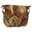 Salvatore Ferragamo Animal Shoulder Bag Canvas Brown Gold Auth 127061-1