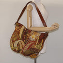 Salvatore Ferragamo Animal Shoulder Bag Canvas Brown Gold Auth 127061-20