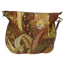 Salvatore Ferragamo Animal Shoulder Bag Canvas Brown Gold Auth 127061-13