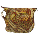 Salvatore Ferragamo Animal Shoulder Bag Canvas Brown Gold Auth 127061-2