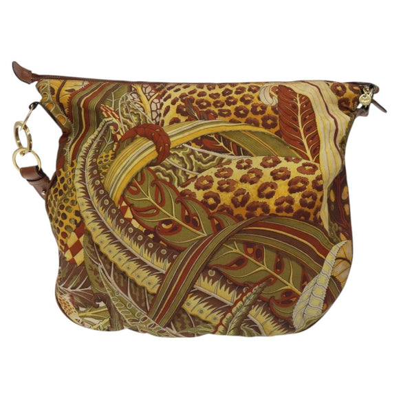Salvatore Ferragamo Animal Shoulder Bag Canvas Brown Gold Auth 127061