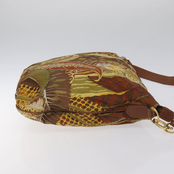 Salvatore Ferragamo Animal Shoulder Bag Canvas Brown Gold Auth 127061