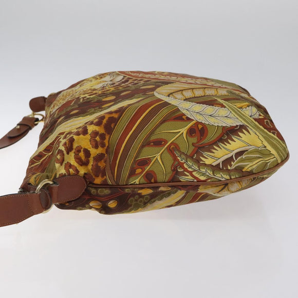 Salvatore Ferragamo Animal Shoulder Bag Canvas Brown Gold Auth 127061