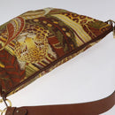 Salvatore Ferragamo Animal Shoulder Bag Canvas Brown Gold Auth 127061-6