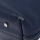 Christian Dior Tote Bag Leather Blue Silver Auth 127072-9