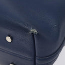 Christian Dior Tote Bag Leather Blue Silver Auth 127072-15