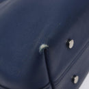 Christian Dior Tote Bag Leather Blue Silver Auth 127072-16