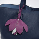 Christian Dior Tote Bag Leather Blue Silver Auth 127072-17