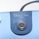 Christian Dior Tote Bag Leather Blue Silver Auth 127072-11