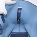 Christian Dior Tote Bag Leather Blue Silver Auth 127072-19