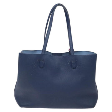 Christian Dior Tote Bag Leather Blue Silver Auth 127072 - 0