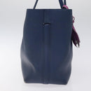 Christian Dior Tote Bag Leather Blue Silver Auth 127072-3