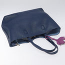 Christian Dior Tote Bag Leather Blue Silver Auth 127072-6