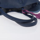 Christian Dior Tote Bag Leather Blue Silver Auth 127072-7