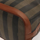 FENDI Pecan Canvas Shoulder Bag PVC Black Brown Auth 127073-10
