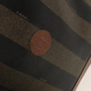 FENDI Pecan Canvas Shoulder Bag PVC Black Brown Auth 127073-15