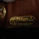 FENDI Pecan Canvas Shoulder Bag PVC Black Brown Auth 127073-16