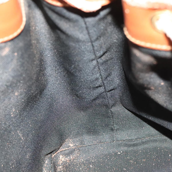 FENDI Pecan Canvas Shoulder Bag PVC Black Brown Auth 127073