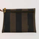 FENDI Pecan Canvas Shoulder Bag PVC Black Brown Auth 127073-20