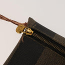 FENDI Pecan Canvas Shoulder Bag PVC Black Brown Auth 127073-22