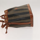 FENDI Pecan Canvas Shoulder Bag PVC Black Brown Auth 127073-5