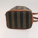 FENDI Pecan Canvas Shoulder Bag PVC Black Brown Auth 127073-9