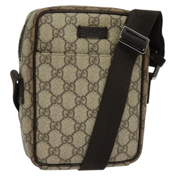 GUCCI GG Supreme Shoulder Bag PVC Beige Silver 122754 Auth 127080