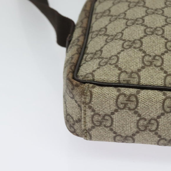 GUCCI GG Supreme Shoulder Bag PVC Beige Silver 122754 Auth 127080