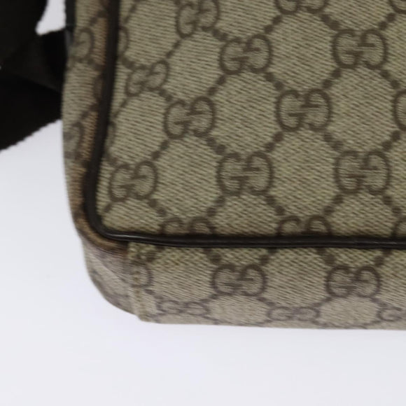 GUCCI GG Supreme Shoulder Bag PVC Beige Silver 122754 Auth 127080