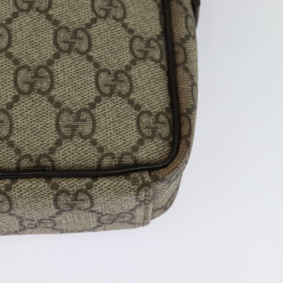 GUCCI GG Supreme Shoulder Bag PVC Beige Silver 122754 Auth 127080