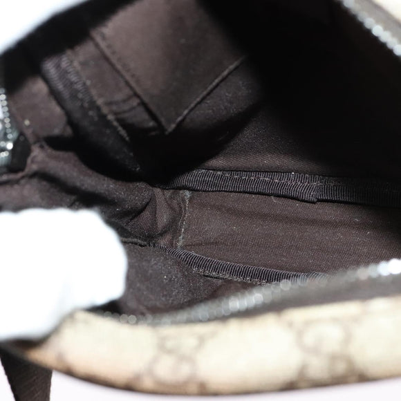 GUCCI GG Supreme Shoulder Bag PVC Beige Silver 122754 Auth 127080