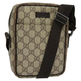 GUCCI GG Supreme Shoulder Bag PVC Beige Silver 122754 Auth 127080
