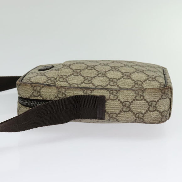 GUCCI GG Supreme Shoulder Bag PVC Beige Silver 122754 Auth 127080