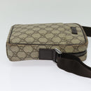 GUCCI GG Supreme Shoulder Bag PVC Beige Silver 122754 Auth 127080-4