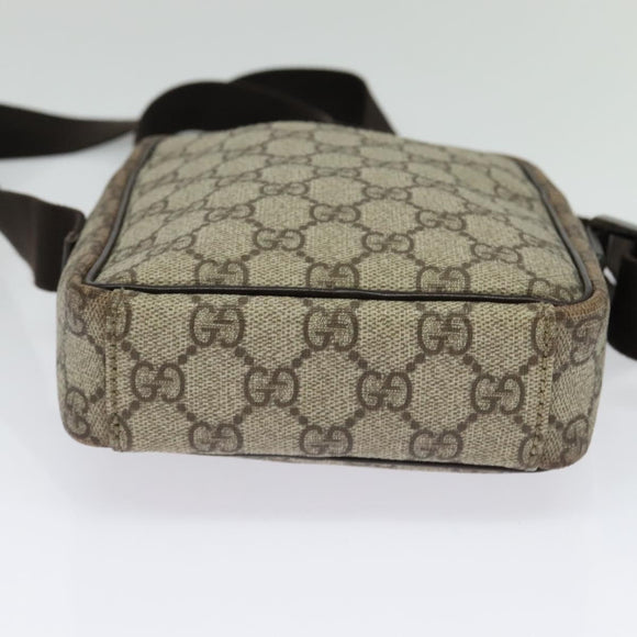 GUCCI GG Supreme Shoulder Bag PVC Beige Silver 122754 Auth 127080