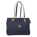 MCM Logogram Vicetos Shoulder Bag Nylon Navy Gold Auth 127085-1