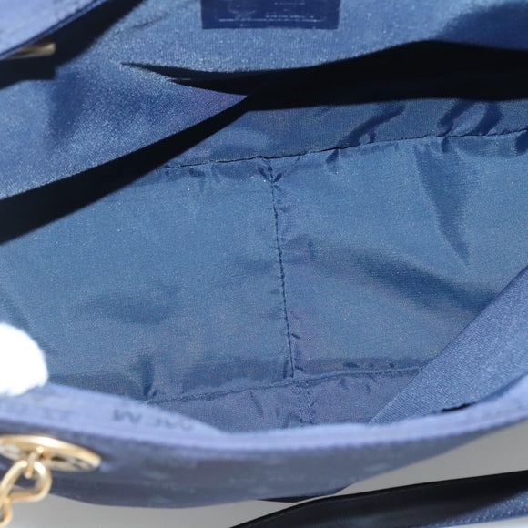 MCM Logogram Vicetos Shoulder Bag Nylon Navy Gold Auth 127085