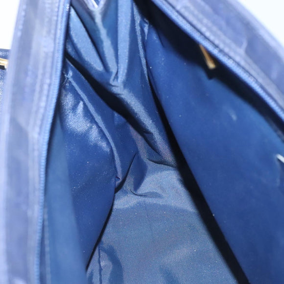 MCM Logogram Vicetos Shoulder Bag Nylon Navy Gold Auth 127085