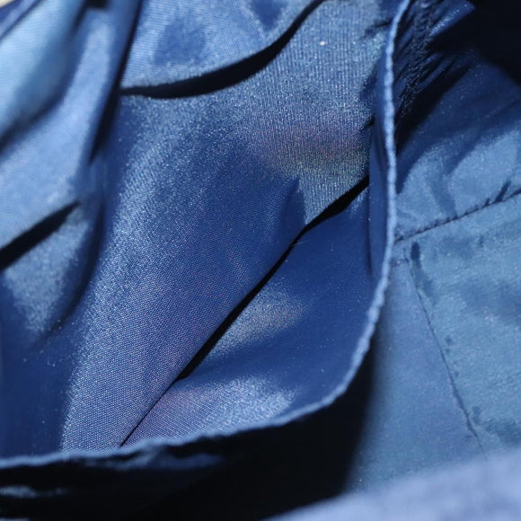 MCM Logogram Vicetos Shoulder Bag Nylon Navy Gold Auth 127085