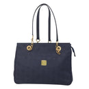 MCM Logogram Vicetos Shoulder Bag Nylon Navy Gold Auth 127085-2