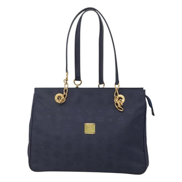 MCM Logogram Vicetos Shoulder Bag Nylon Navy Gold Auth 127085 - 0