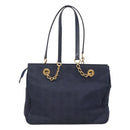 MCM Logogram Vicetos Shoulder Bag Nylon Navy Gold Auth 127085-3