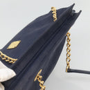 MCM Logogram Vicetos Shoulder Bag Nylon Navy Gold Auth 127085-6