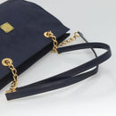 MCM Logogram Vicetos Shoulder Bag Nylon Navy Gold Auth 127085-7