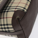 BURBERRY Nova Check Shoulder Bag Canvas Beige Silver Auth 127088-14