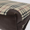 BURBERRY Nova Check Shoulder Bag Canvas Beige Silver Auth 127088-15